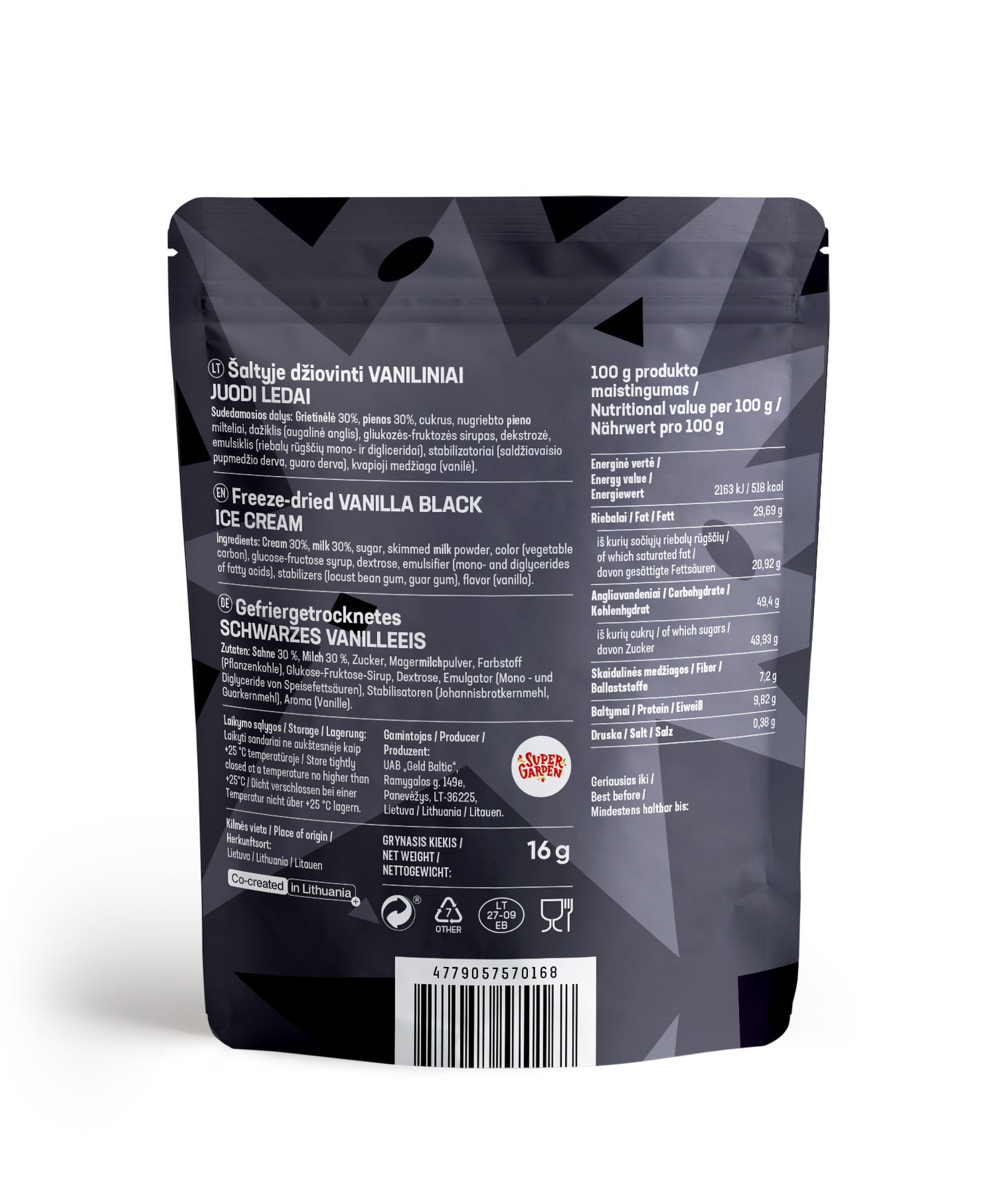 STAR CANDIES Freeze-dried vanilla black ice cream, 16g