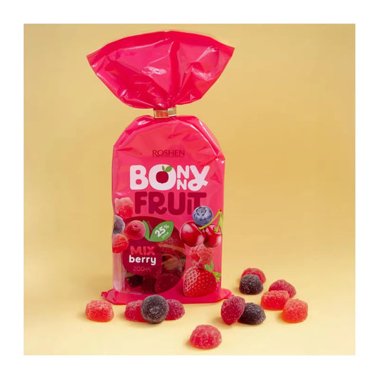 Roshen Bonny Fruit Berry Mix Gummy Candy, Made with 25% Fruit Juice, 200grams