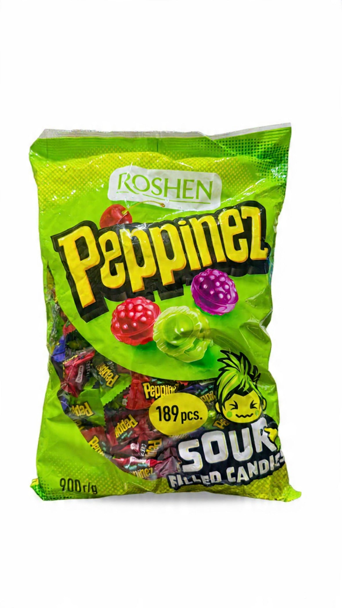 Roshen Hard Candies with Sour liquid center ,Mixed Juice Fillings Peppinez  900 g,