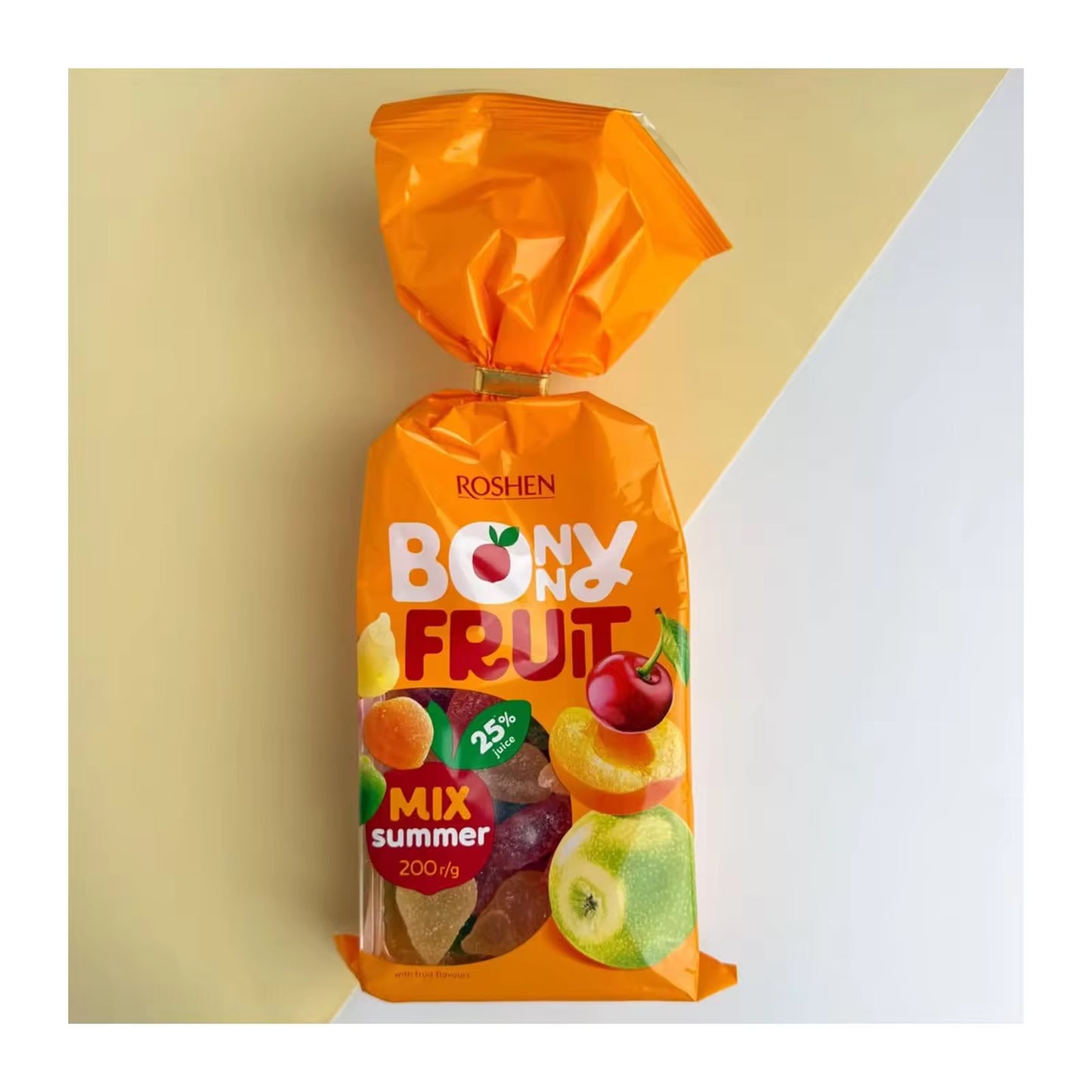Roshen Bonny Fruit Summer Mix Gummy Candy, Made with 25% Fruit Juice, 200grams