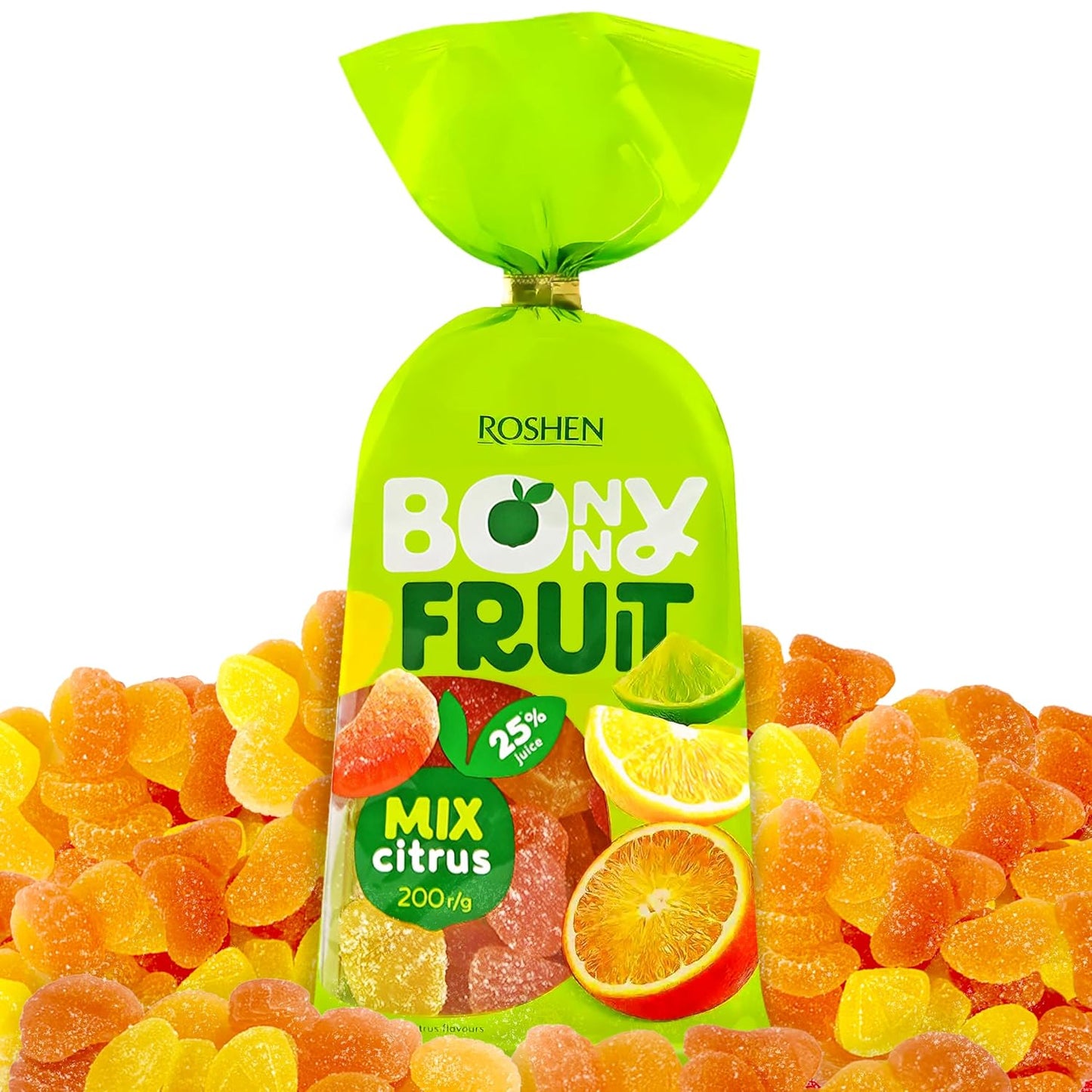 Roshen Bonny-Fruit Jelly Candy, Citrus Mix, Orange (200g) Vegan