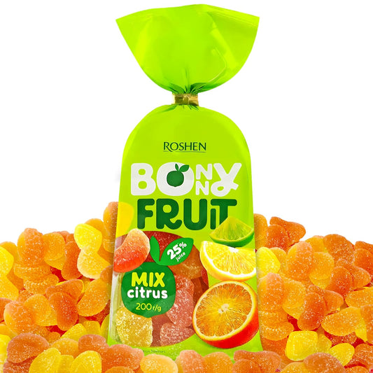 Roshen Bonny-Fruit Jelly Candy, Citrus Mix, Orange (200g) Vegan
