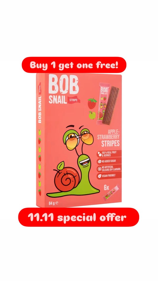 Bob Snail Apple-Strawberry Stripes 84g (6pcs x 14g)