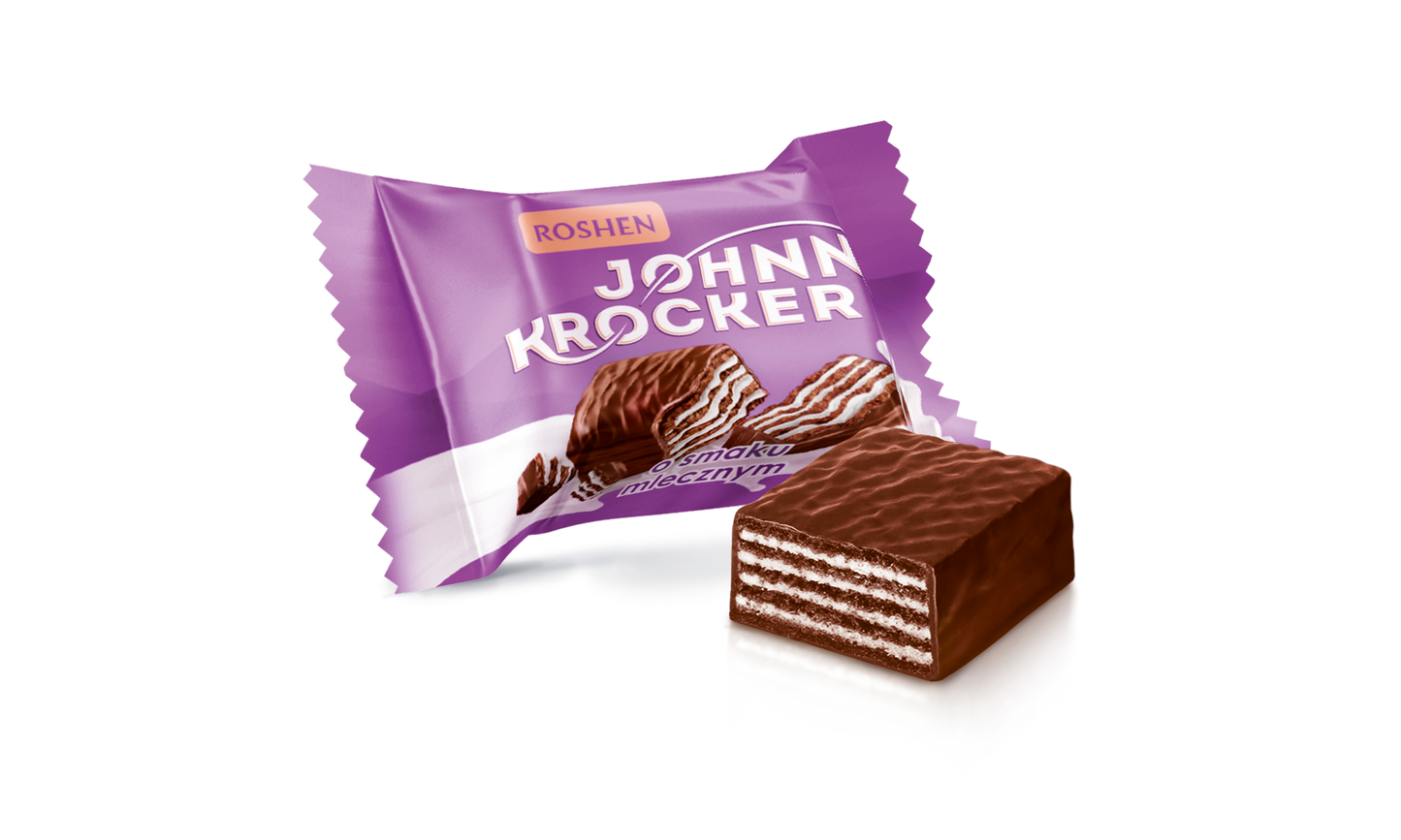 Roshen JOHNNY KROCKER MILK WAFERS WITH MILKY CREAM IN CHOCOLATE 350g