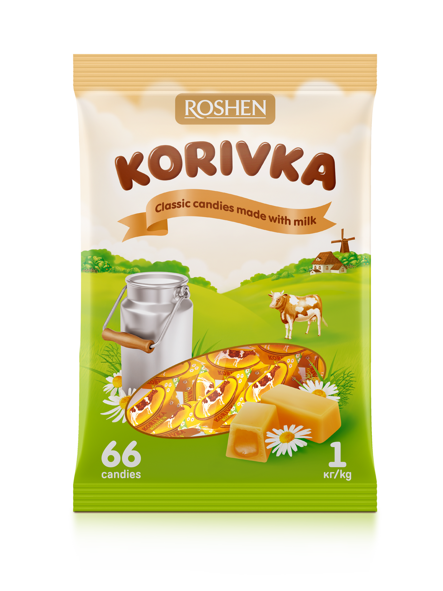 Roshen Korivka Milk Fudge Candy, 1kg, (66 Pieces)